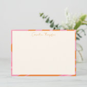Boho Roze Oranje Abstract Marmer Gepersonaliseerde Bedankkaart (Staand voorkant)