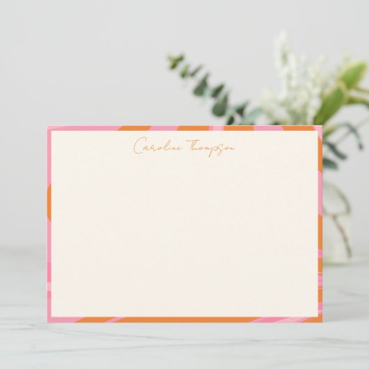 Boho Roze Oranje Abstract Marmer Gepersonaliseerde Bedankkaart (Staand voorkant)