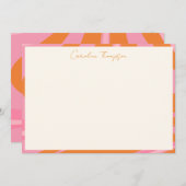 Boho Roze Oranje Abstract Marmer Gepersonaliseerde Bedankkaart (Voorkant / Achterkant)