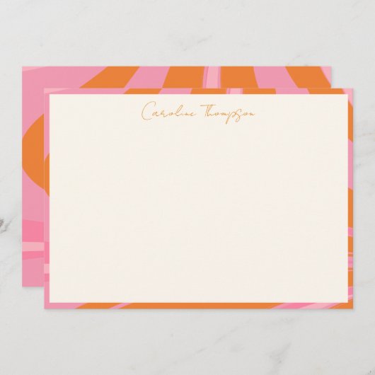 Boho Roze Oranje Abstract Marmer Gepersonaliseerde Bedankkaart (Voorkant / Achterkant)