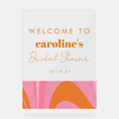 Boho Roze Oranje Abstract Op Maat Gemaakte Bruidsd Acryl Bord (Voorkant)