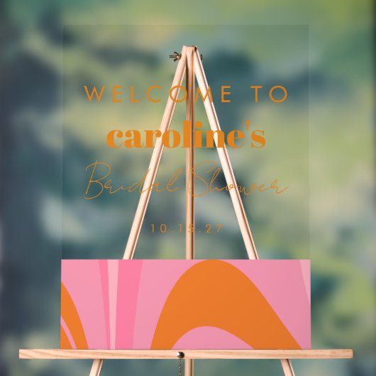 Boho Roze Oranje Abstract Op Maat Gemaakte Bruidsd Acryl Bord (Neutraal)