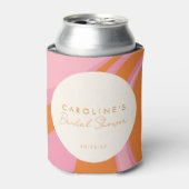 Boho Roze Oranje Abstracte Aangepaste Bruidsdouche Blikjeskoeler (Blikje Voorkant)