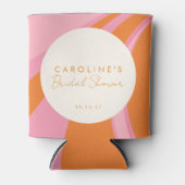 Boho Roze Oranje Abstracte Op Maat Gemaakte Bruids Blikjeskoeler (Voorkant)