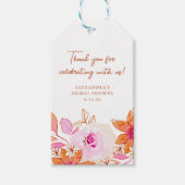 Boho Roze Oranje Bloemen Bruiloft Bedankt Cadeaulabel (Voorkant)