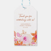 Boho Roze Oranje Bloemen Bruiloft Bedankt Cadeaulabel (Achterkant)