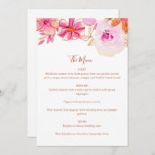 Boho Roze Oranje Bloemen Custom Bruiloft Menu (Voorkant / Achterkant)