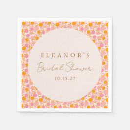 Boho Roze Oranje Bloemig Cute Bruiloft Feest Custo Servet