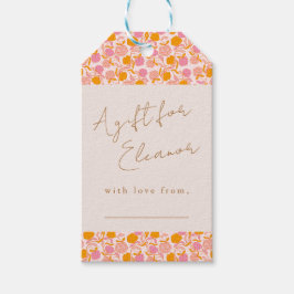 Boho Roze Oranje Bloemig Zoete Display Shower Cadeaulabel