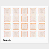 Boho Roze Oranje Bloemige Bruiloftsdank Je Vierkante Sticker (Vel)