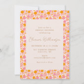 Boho Roze Oranje Bloemrijke Bruiloft Brunch Kaart (Voorkant)