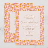 Boho Roze Oranje Bloemstuk Bruidsfeest Namen Kaart (Voorkant / Achterkant)