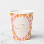 Boho Roze Oranje Bloemstuk Cute Bruiloft Feest Cus Papieren Bekers (Voorkant)