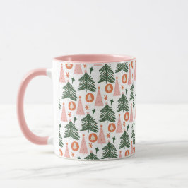 Boho Roze Oranje Groene Kerstbomen Trendy Roze Mok