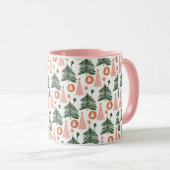 Boho Roze Oranje Groene Kerstbomen Trendy Roze Mok (Voorkant rechts)