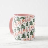Boho Roze Oranje Groene Kerstbomen Trendy Roze Mok (Voorkant links)