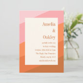 Boho Roze Oranje Terracotta Helder Weelderig Huwel Kaart (Staand voorkant)