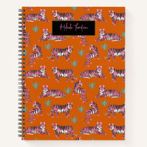 Boho Roze Oranje Tijger Dierenpatroon  