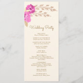 Boho roze orchidee bloemenivoor bruiloft programmakaart (Achterkant)