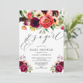 Boho Roze Paarse Bloem Het is een Meisje Baby show Kaart (Staand voorkant)