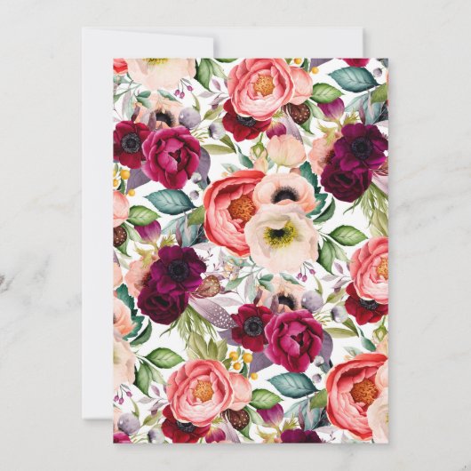 Boho Roze Paarse Bloem Het is een Meisje Baby show Kaart (Achterkant)