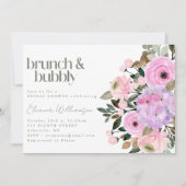 Boho Roze Paarse Bloemen Leuke Brunch Bubble Showe Kaart (Voorkant)