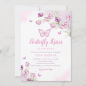 Boho Roze Paarse Bloemen Vlinder Meisje Baby showe Kaart (Voorkant)