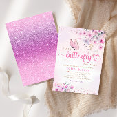 Boho Roze Paarse Bloemen Vlinder Meisje Baby showe Kaart