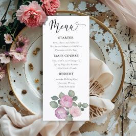Boho Roze & Paarse Bloemige Bruiloft Menu