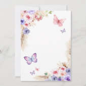 Boho Roze Paarse Vlinder 1e Verjaardag Bloemen Kaart (Achterkant)