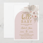 Boho Roze Pampagras Baby Shower Kaart (Voorkant / Achterkant)