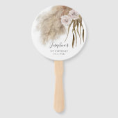 Boho roze pampas gras verjaardag foto handwaaier (Voorkant)