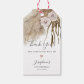 Boho roze pampas gras verjaardagsfeestje gunst cadeaulabel (Voorkant)
