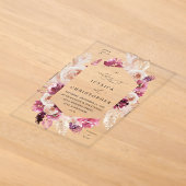 Boho Roze Pampasgras Bloemen Bruiloft Acryl Uitnodigingen (Laagn)