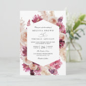 Boho Roze Pampasgras Bloemencode QR Code Trouwen Kaart (Staand voorkant)