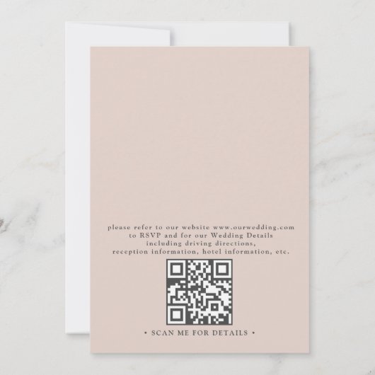 Boho Roze Pampasgras Bloemencode QR Code Trouwen Kaart (Achterkant)