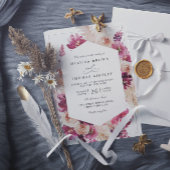 Boho Roze Pampasgras Bloemencode QR Code Trouwen Kaart