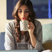 Boho roze & perzik orchidee bloemmotief Mok