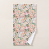 Boho Roze Perzik Witte Bloemige Eucalyptus Trendy  Bad Handdoek (Handdoek)