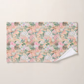 Boho Roze Perzik Witte Bloemige Eucalyptus Trendy  Bad Handdoek (Handdoek)