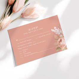 Boho Roze Pioen Huwelijks RSVP Kaart
