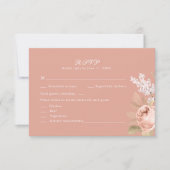 Boho Roze Pioen Huwelijks RSVP Kaart (Voorkant)