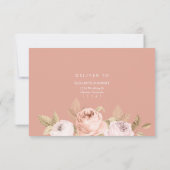 Boho Roze Pioen Huwelijks RSVP Kaart (Achterkant)