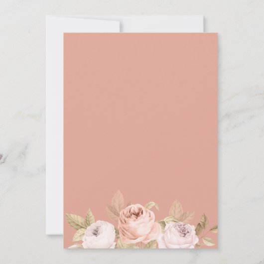 Boho roze pioenen bruiloft details Kaart (Achterkant)