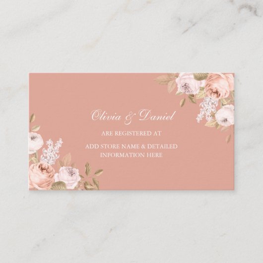 Boho Roze Pioenen Bruiloft Registry Kaart (Voorkant)