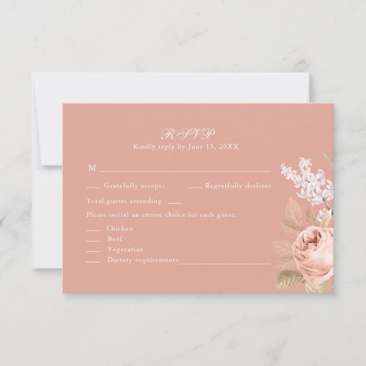 Boho roze pioenen bruiloft RSVP Kaart (Voorkant)