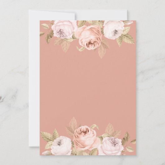 Boho roze pioenen bruiloft uitnodiging (Achterkant)