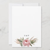 Boho Roze Pioenen & Pampas Gras Bloemen Huwelijk Kaart (Achterkant)
