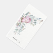 Boho Roze Pioenrozen Persoonlijke Bruidsdouche Servet (Hoek)