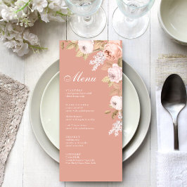 Boho Roze Pioenrozen Trouw Menukaart
